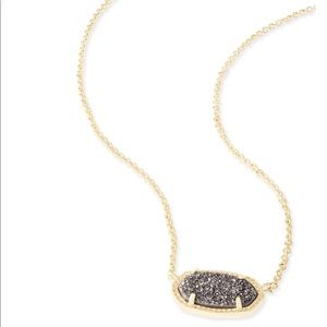 Elisa Gold Pendant Necklace in Platinum Drusy